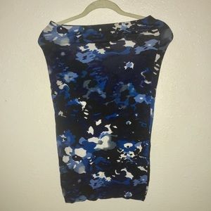 Leith blue, black, white watercolor pencil skirt